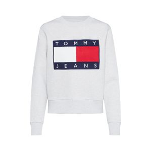 Tommy Jeans Tréning póló 'FLAG CREW'  szürke melír / piros / fehér