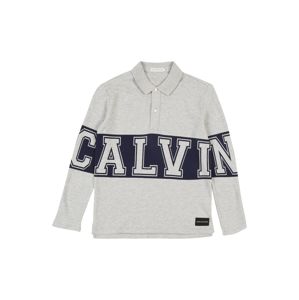 Calvin Klein Jeans Póló 'VARSITY LS POLO'  szürke melír / fekete