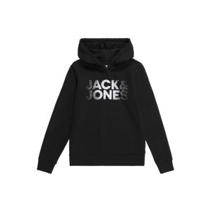 Jack & Jones Junior Tréning póló 'JCOTHUNDER SWEAT HOOD JR'  fekete / fehér