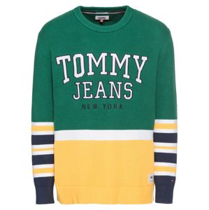 Tommy Jeans Pulóver  sárga / sötétzöld / fehér