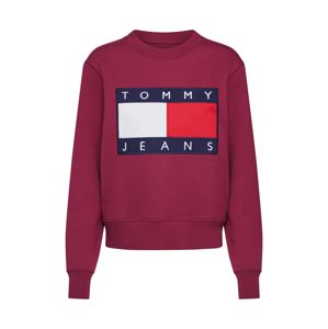 Tommy Jeans Tréning póló 'FLAG CREW'  piros / burgundi vörös / fehér