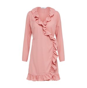 NA-KD Ruha 'Long Sleeve Wrap Frill Dress'  rózsaszín