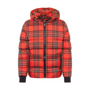 Urban Classics Téli dzseki 'Hooded Check Puffer Jacket'  fekete / piros