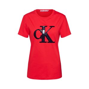 Calvin Klein Jeans Póló 'FLOCK MONOGRAM CK SLIM TEE'  piros