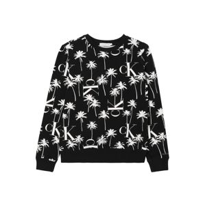 Calvin Klein Jeans Tréning póló 'PALM AOP SWEATSHIRT'  fehér / fekete