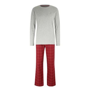 Tommy Hilfiger Underwear Hosszú pizsama 'CN LS PANT FLANNEL SET'  piros / szürke