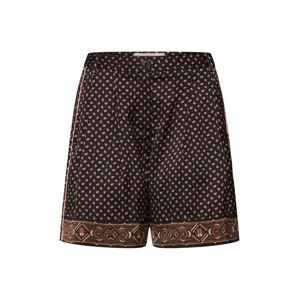 SCOTCH & SODA Élére vasalt nadrágok 'Printed pyjama shorts'  homok / fekete