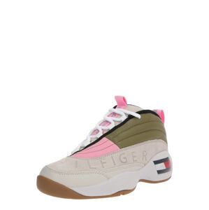 Tommy Jeans Fűzős cipő 'WMNS THE SKEW HERITAGE SNEAKER'  fehér / zöld / rózsaszín
