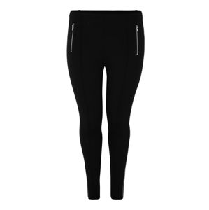 Vero Moda Curve Leggings 'VMAVAGLITTER NW ZIP LEGGINGS JRS CURVE'  ezüstszürke / fekete