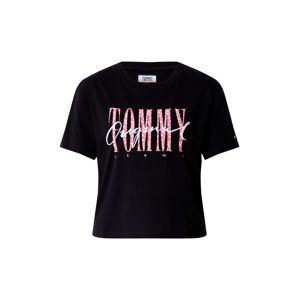 Tommy Jeans Póló 'TJW Floral'  fekete / fehér / rózsaszín