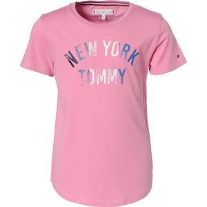 TOMMY HILFIGER Póló 'NYC GLITTER FOIL PRI'  éjkék / rózsaszín / fehér