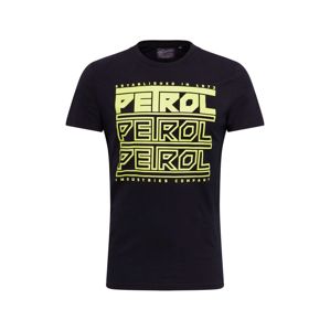 Petrol Industries T-Shirt  neonsárga / fekete