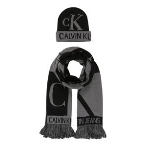 Calvin Klein Jeans Sapka 'J MIRROR MONOGRAM SCARF + BEANIE'  fekete / fehér