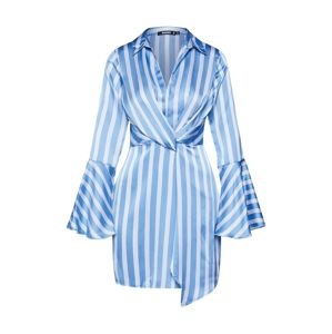 Missguided Ingruhák 'Satin Striped Twist Front Mini Dress'  kék / fehér